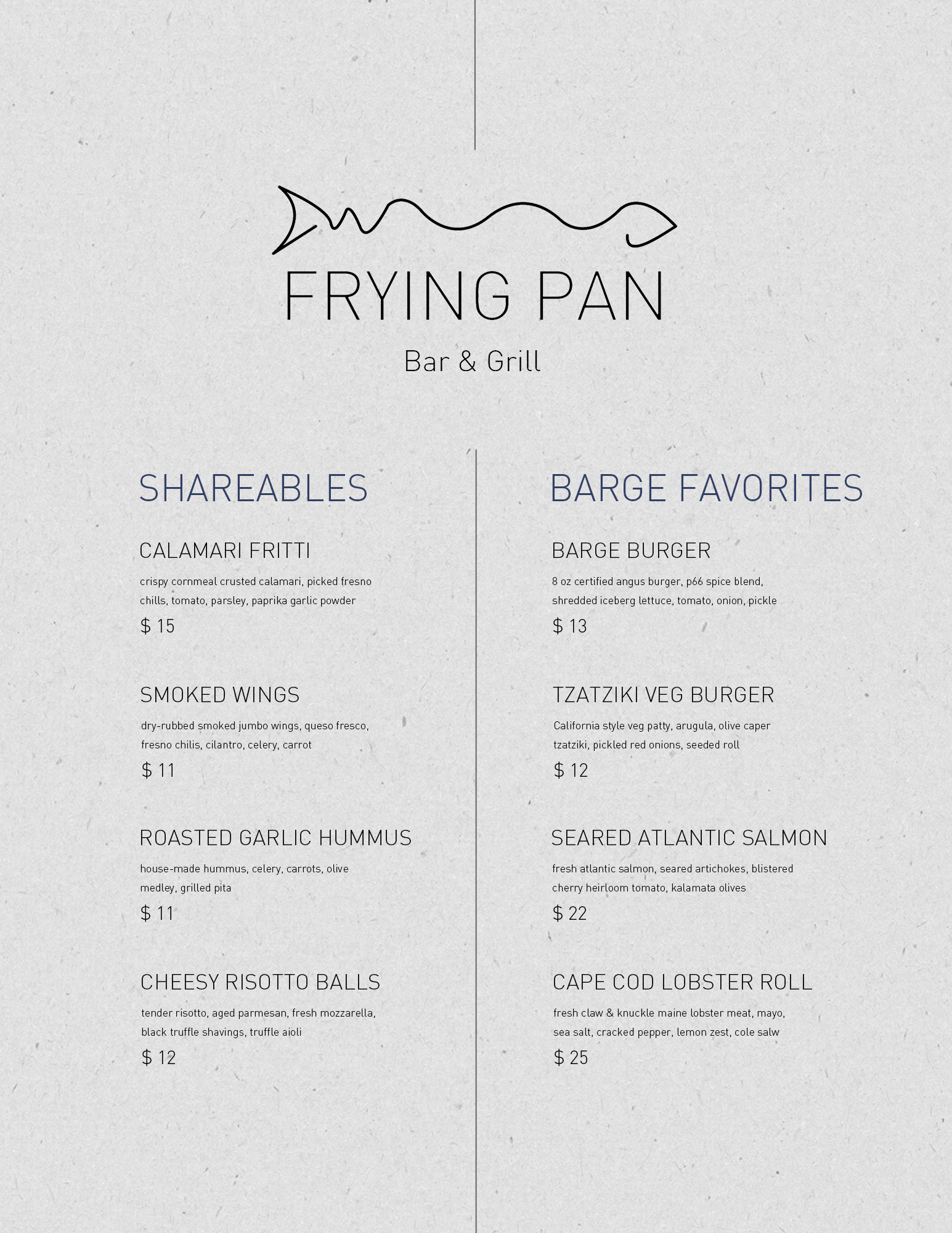 Frying Pan menu front